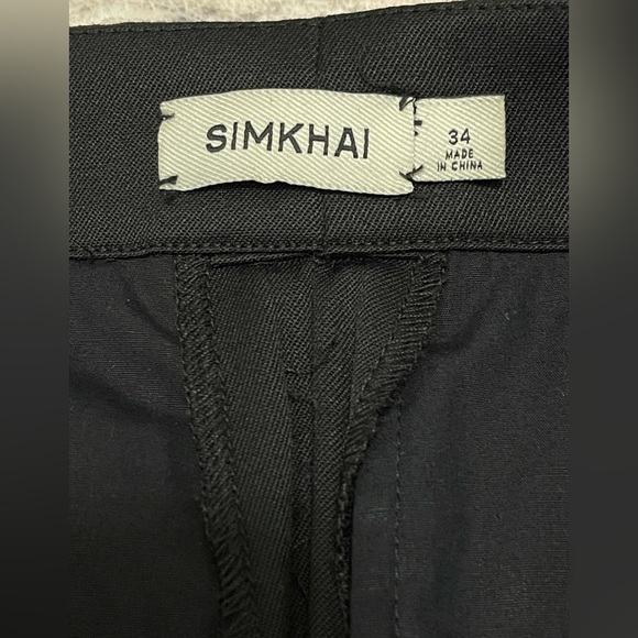 SIMKHAI Leroy Relaxed Straight Fit Pleated Pants Size 34 Black - Picture 10 of 11